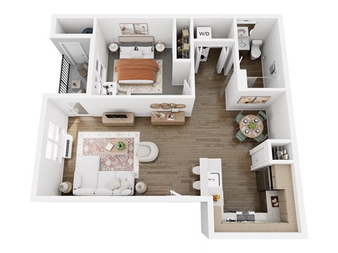 1 Bed 1 Bath Floor Plan at The Arvon, Washington